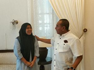 Bertemu Gubsu Edy, Diza Cerita Harapan Segera Lanjutkan Kuliah di Wuhan