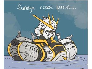 Gundam Kena Imbas Banjir Jakarta