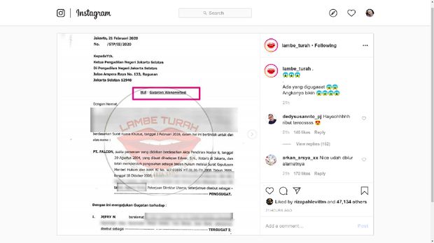 Surat Gugatan Jefri Nichol