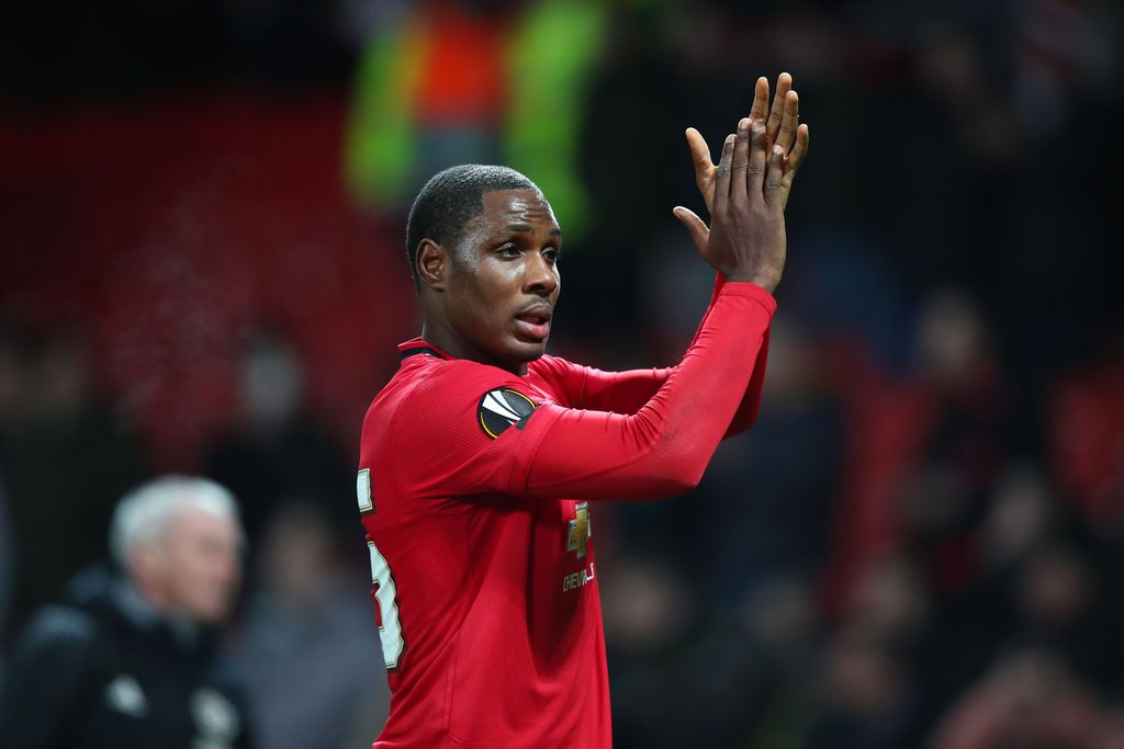 MANCHESTER, ENGLAND - FEBRUARY 27: Odion Ighalo of Manchester United applaud fans following his sides victory in the UEFA Europa League round of 32 second leg match between Manchester United and Club Brugge at Old Trafford on February 27, 2020 in Manchester, United Kingdom. (Photo by Clive Brunskill/Getty Images)