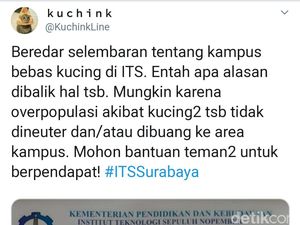 Ini Penjelasan ITS Soal Surat Edaran Bebas Kucing di Area Kampus yang Viral Ini Penjelasan ITS Soal Surat Edaran Bebas Kucing di Area Kampus yang Viral
