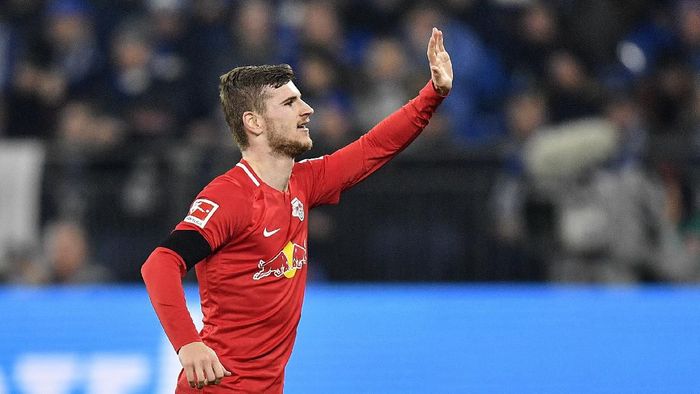 Timo Werner Leipzigs Timo Werner celebrates after scoring his sides second goal during the German Bundesliga soccer match between FC Schalke 04 and RB Leipzig at the arena in Gelsenkirchen, Germany, Saturday, Feb. 22, 2020. (AP Photo/Martin Meissner)