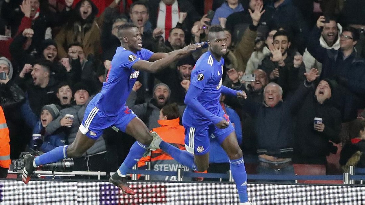 Olympiakos lolos ke 16 besar Liga Europa usai mengalahkan Arsenal 2-1 (Frank Augstein/AP Photo)