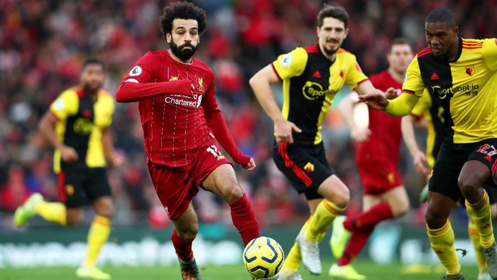 LIVERPOOL, ENGLAND - DECEMBER 14: Mohamed Salah of Liverpool in action during the Premier League match between Liverpool FC and Watford FC at Anfield on December 14, 2019 in Liverpool, United Kingdom. (Photo by Clive Brunskill/Getty Images)