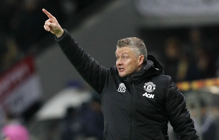 Manchester Uniteds manager Ole Gunnar Solskjaer gives instructions from the side line during the Europa League Group L soccer match between Astana and Manchester United in Astana, Kazakhstan, Thursday, Nov. 28, 2019. (AP Photo/Stas Filippov)