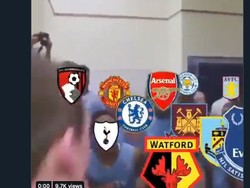 Meme ini mengisyaratkan bahwa klub-klub Premier League lain ikut menyambut kemenangan Watford atas Liverpool. (Foto: internet/Twitter)