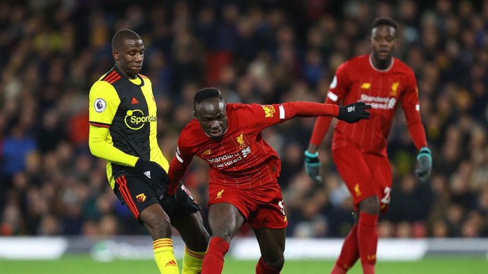 WATFORD, ENGLAND - FEBRUARY 29:  Sadio Mane of Liverpool in action during the Premier League match between Watford FC and Liverpool FC at Vicarage Road on February 29, 2020 in Watford, United Kingdom. (Photo by Julian Finney/Getty Images)