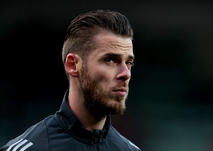 THE HAGUE, NETHERLANDS - OCTOBER 03: David De Gea of Manchester United looks on prior to the UEFA Europa League group L match between AZ Alkmaar and Manchester United at ADO Den Haag on October 03, 2019 in The Hague, Netherlands. (Photo by Naomi Baker/Getty Images)