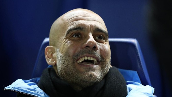 SHEFFIELD, ENGLAND - MARCH 04: Pep Guardiola, Manager of Manchester City reacts prior to the FA Cup Fifth Round match between Sheffield Wednesday and Manchester City at Hillsborough on March 04, 2020 in Sheffield, England. (Photo by Alex Livesey/Getty Images)