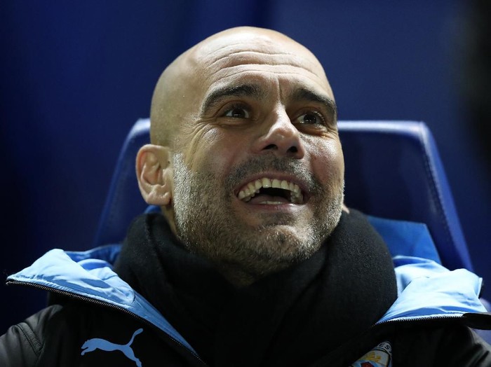 SHEFFIELD, ENGLAND - MARCH 04: Pep Guardiola, Manager of Manchester City reacts prior to the FA Cup Fifth Round match between Sheffield Wednesday and Manchester City at Hillsborough on March 04, 2020 in Sheffield, England. (Photo by Alex Livesey/Getty Images)