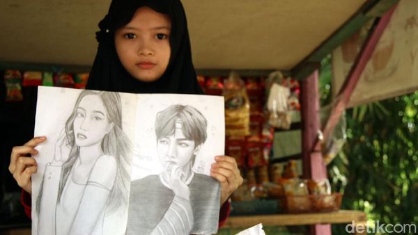 Potret Febby, Gadis Pelukis Sketsa yang Putus Sekolah Karena Biaya