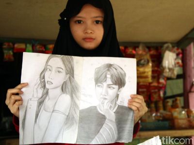 Potret Febby, Gadis Pelukis Sketsa yang Putus Sekolah Karena Biaya