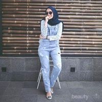 overall jeans hijab