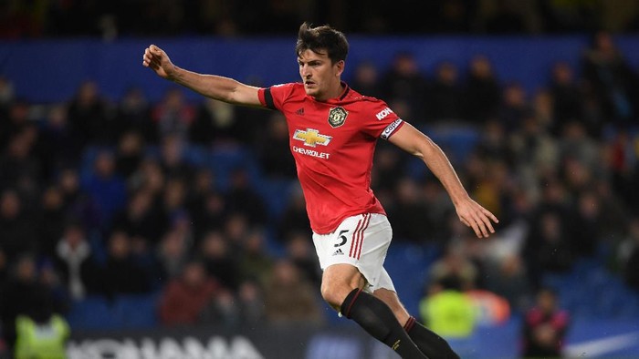LONDON, ENGLAND - FEBRUARY 17: Harry Maguire of Manchester United in action during the Premier League match between Chelsea FC and Manchester United at Stamford Bridge on February 17, 2020 in London, United Kingdom. (Photo by Mike Hewitt/Getty Images)