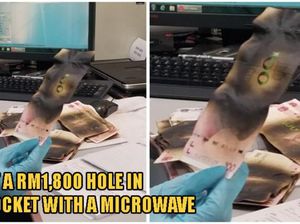 Niat Disinfeksi Uang Rp 6 Juta di Microwave, Hasilnya Uang Terbakar!