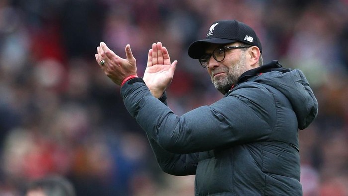 LIVERPOOL, ENGLAND - MARCH 07: Jurgen Klopp, Manager of Liverpool celebrates following his sides victory in the Premier League match between Liverpool FC and AFC Bournemouth  at Anfield on March 07, 2020 in Liverpool, United Kingdom. (Photo by Jan Kruger/Getty Images)