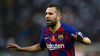 Jordi Alba, pemain asli jebolan akademi Barcelona ini berusia 31 tahun. Lima trofi Laliga pernah diraihnya (Getty Images/Francois Nel)