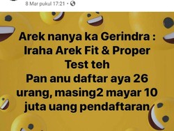 Warganet Sorot Biaya Rp 10 Juta Pendaftaran Bacabup Gerindra Sukabumi