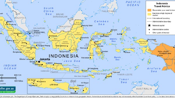 Peta Indonesia dari Australia (Situs Smart Traveller Australia) Peta Indonesia dari Australia (Situs Smart Traveller Australia)
