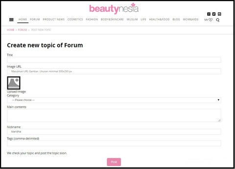 Page forum topic