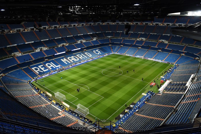 MADRID, SPAIN - FEBRUARY 03:  General view inside the stadium  prior to the La Liga match between Real Madrid CF and Deportivo Alaves at Estadio Santiago Bernabeu on February 03, 2019 in Madrid, Spain. (Photo by Denis Doyle/Getty Images)