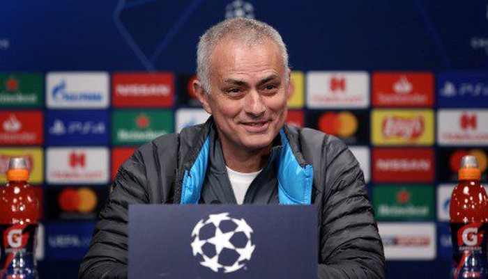 Tottenham Hotspur's Portuguese head coach Jose Mourinho smiles during a press conference on the eve of the UEFA Champions League football match between Leipzig and Tottenham, in Leipzig, eastern Germany on March 9, 2020. (Photo by Ronny Hartmann / AFP)