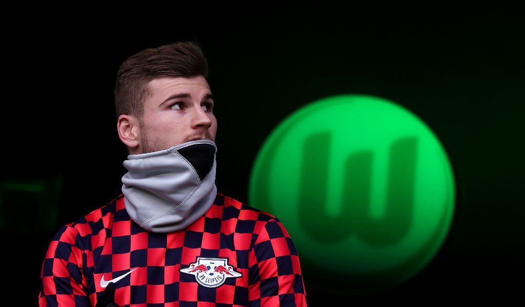 Leipzig's German forward Timo Werner arrives for the German first division Bundesliga football match between VfL Wolfsburg and RB Leipzig in Wolfsburg, northern Germany, on March 7, 2020. (Photo by Ronny Hartmann / AFP) / DFL REGULATIONS PROHIBIT ANY USE OF PHOTOGRAPHS AS IMAGE SEQUENCES AND/OR QUASI-VIDEO