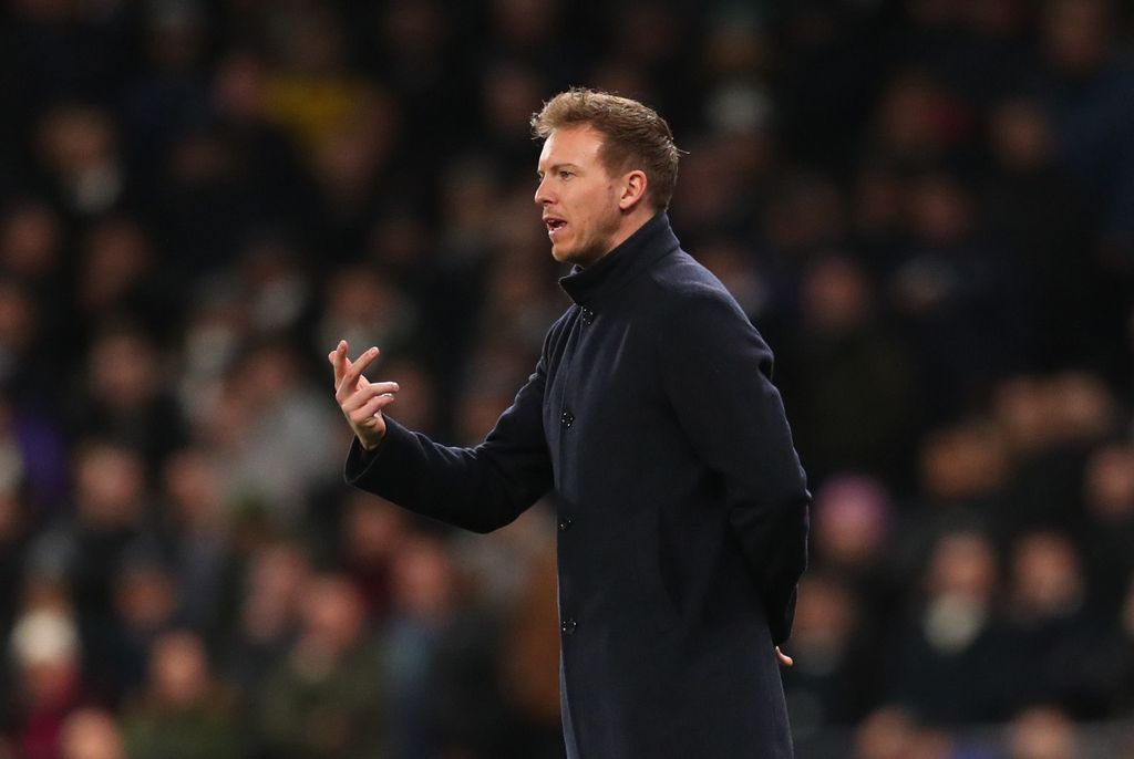 LONDON, ENGLAND - FEBRUARY 19: Julian Nagelsmann, manager of RB Leipzig during the UEFA Champions League round of 16 first leg match between Tottenham Hotspur and RB Leipzig at Tottenham Hotspur Stadium on February 19, 2020 in London , UK.  (Photo by Catherine Ivill / Getty Images)