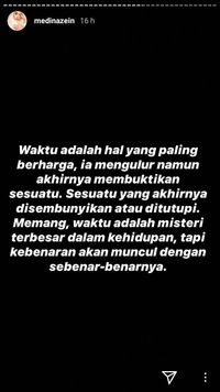 Sindiran Medina Zein di Instagram. 