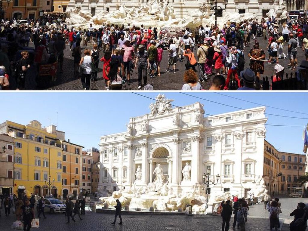 Foto Before-After Tempat Wisata Italia yang Kini Sepi Karena Corona Foto Before-After Tempat Wisata Italia yang Kini Sepi Karena Corona