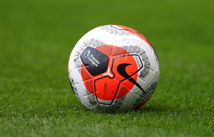 LONDON, ENGLAND - FEBRUARY 22: The Nike Premier League Tunnel Vision Merlin Ball during the Premier League match between Chelsea FC and Tottenham Hotspur at Stamford Bridge on February 22, 2020 in London, United Kingdom. (Photo by Catherine Ivill/Getty Images)