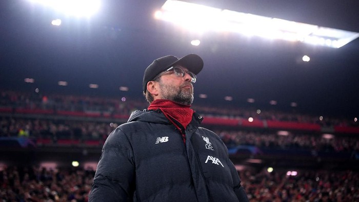 LIVERPOOL, ENGLAND - NOVEMBER 05: Jurgen Klopp, Manager of Liverpool looks on prior to the UEFA Champions League group E match between Liverpool FC and KRC Genk at Anfield on November 05, 2019 in Liverpool, United Kingdom. (Photo by Laurence Griffiths/Getty Images)