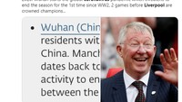 Kota Manchester dan Wuhan di China menjadi sister city pada 1986, tahun di mana Sir Alex Ferguson direkrut Man United. Pada 2020 Kota Wuhan memulai wabah virus corona yang menyebar ke seluruh dunia, sekaligus mengancam Liverpool raih juara liga. Kebetulan kah? (Foto: Twitter)