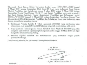 Cegah Penyebaran Corona, Universitas Jember Tunda Wisuda 900 Mahasiswa