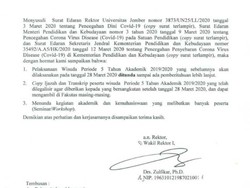 Cegah Penyebaran Corona, Universitas Jember Tunda Wisuda 900 Mahasiswa