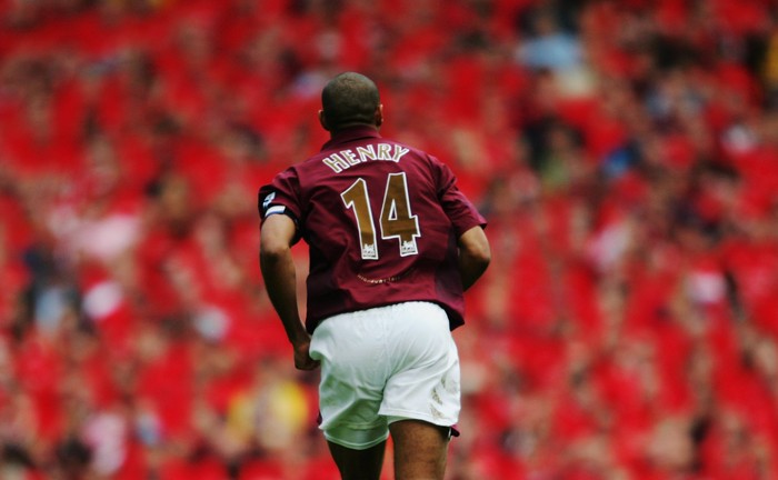 LONDON - MAY 07:  Thierry Henry of Arsenal during the Barclays Premiership match between Arsenal and Wigan Athletic at Highbury on May 7, 2006 in London, England.  The match was the last to be played at Highbury after 93 years, as next season Arsenal will kick off nearby at the new Emirates Stadium.  (Photo by Shaun Botterill/Getty Images)