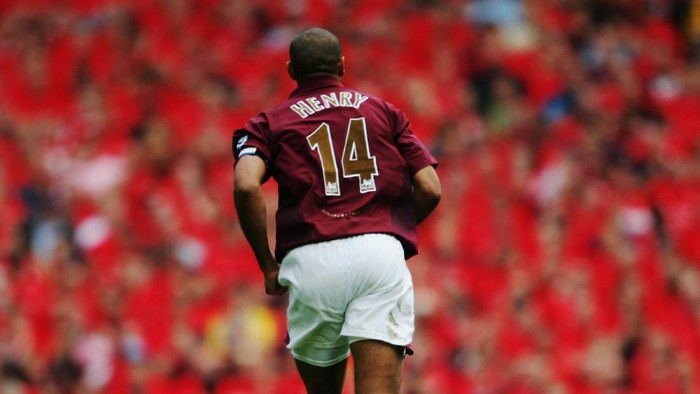 LONDON - MAY 07:  Thierry Henry of Arsenal during the Barclays Premiership match between Arsenal and Wigan Athletic at Highbury on May 7, 2006 in London, England.  The match was the last to be played at Highbury after 93 years, as next season Arsenal will kick off nearby at the new Emirates Stadium.  (Photo by Shaun Botterill/Getty Images)