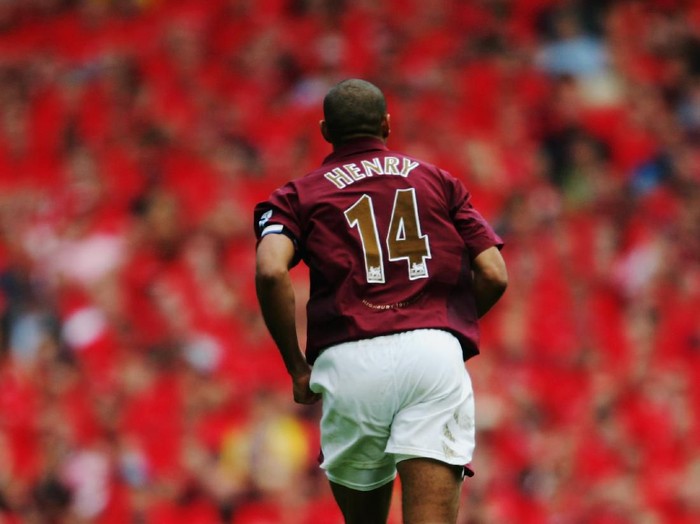 LONDON - MAY 07:  Thierry Henry of Arsenal during the Barclays Premiership match between Arsenal and Wigan Athletic at Highbury on May 7, 2006 in London, England.  The match was the last to be played at Highbury after 93 years, as next season Arsenal will kick off nearby at the new Emirates Stadium.  (Photo by Shaun Botterill/Getty Images)