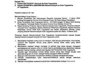 Seluruh Sekolah Milik Muhammadiyah di Yogya Terapkan Belajar Online