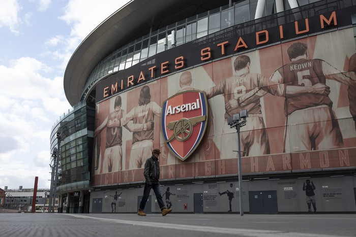 LONDON, ENGLAND - MARCH 13: A general view of the Emirates Stadium, home to Arsenal Football Club on March 13, 2020 in London, England. It has been announced that all football league matches, including the Premier League and Women’s Super League, have been postponed until at least April 3 in response to the threat of coronavirus. This follows UEFAs decision to suspend fixtures in the Champions League and the Europa League, as many top flight players enter self-isolation.  (Photo by Dan Kitwood/Getty Images)