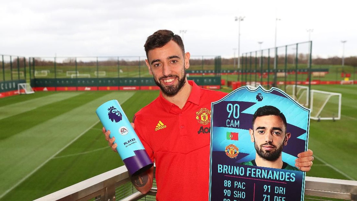 Bruno Fernandes, pemain terbaik bulan Februari. (Foto: Alex Livesey/Getty Images for Premier League)