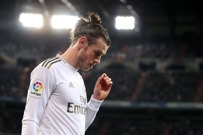MADRID, SPAIN - FEBRUARY 16: Gareth Bale of Real Madrid looks on during the La Liga match between Real Madrid CF and RC Celta de Vigo at Estadio Santiago Bernabeu on February 16, 2020 in Madrid, Spain. (Photo by Angel Martinez/Getty Images)