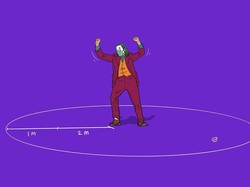 Hari Prast Ingatkan Jaga Jarak Aman Satu Meter ala Joker Bermasker