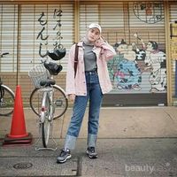 7 Perpaduan Jaket Jeans Pink untuk 