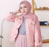 jaket denim pink