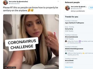 Duh! Wanita Jilat Dudukan Toilet Pesawat Demi Coronavirus Challenge