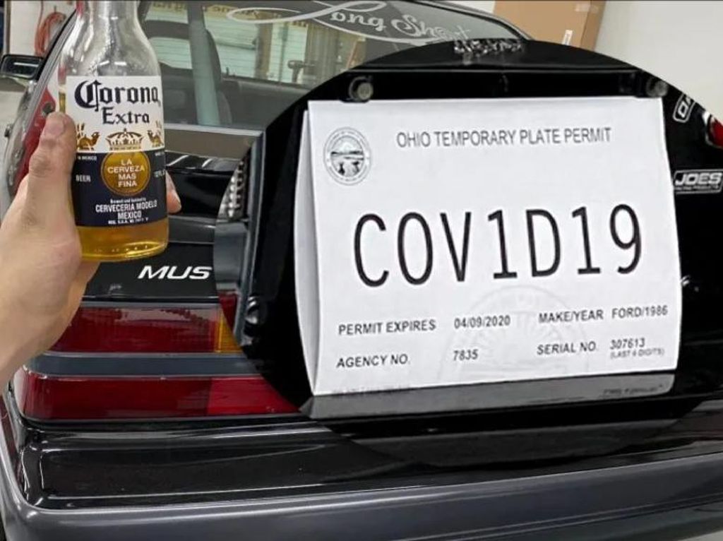 Pria Ini Dapat Pelat Nomor Virus Corona Pria Ini Dapat Pelat Nomor Virus Corona