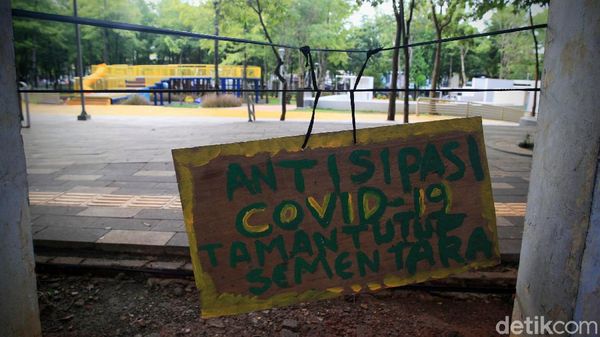 Taman Puring Ditutup Antisipasi Corona