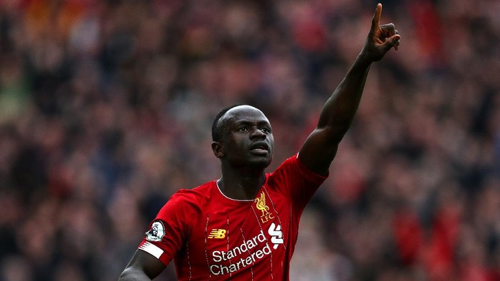 LIVERPOOL, ENGLAND - MARCH 07: Sadio Mane of Liverpool celebrates scoring a goal during the Premier League match between Liverpool FC and AFC Bournemouth  at Anfield on March 07, 2020 in Liverpool, United Kingdom. (Photo by Jan Kruger/Getty Images)