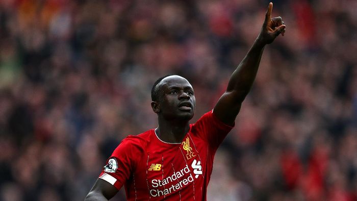 Sadio Mane LIVERPOOL, ENGLAND - MARCH 07: Sadio Mane of Liverpool celebrates scoring a goal during the Premier League match between Liverpool FC and AFC Bournemouth at Anfield on March 07, 2020 in Liverpool, United Kingdom. (Photo by Jan Kruger/Getty Images)